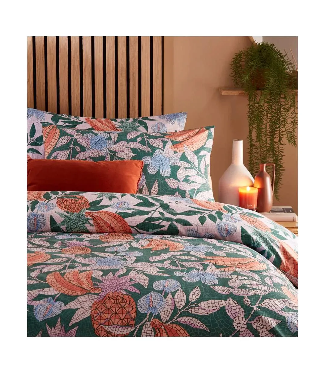 Cypressa floral duvet cover set jade Furn