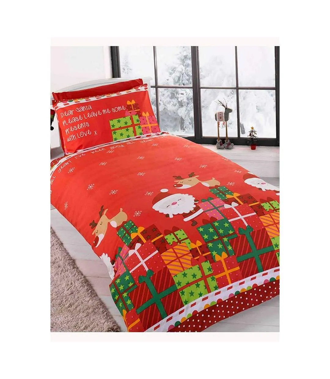 Dear santa christmas duvet cover set red Rapport