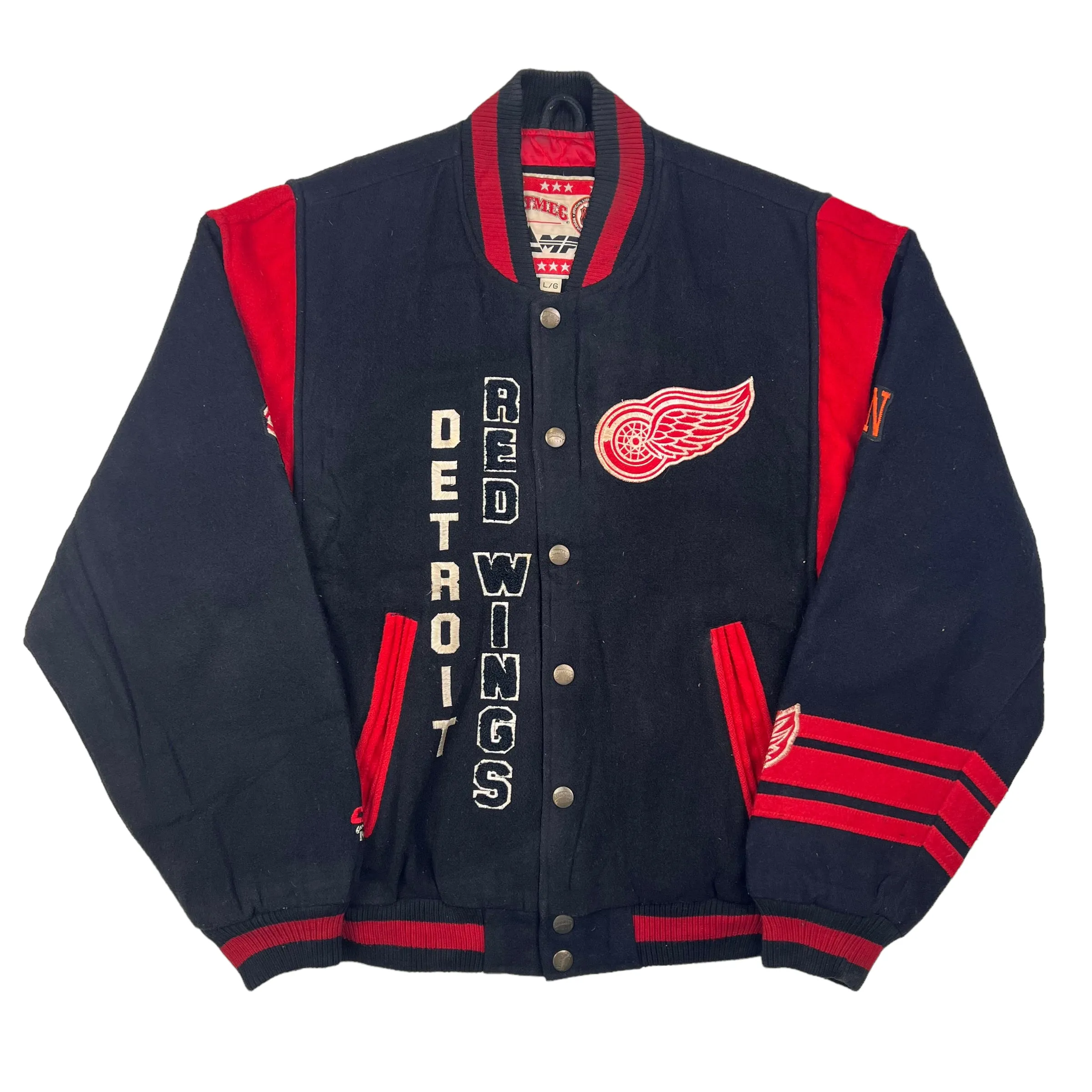 Detroit Red Wings 90's Nutmeg by Campri Black Red Varsity Jacket