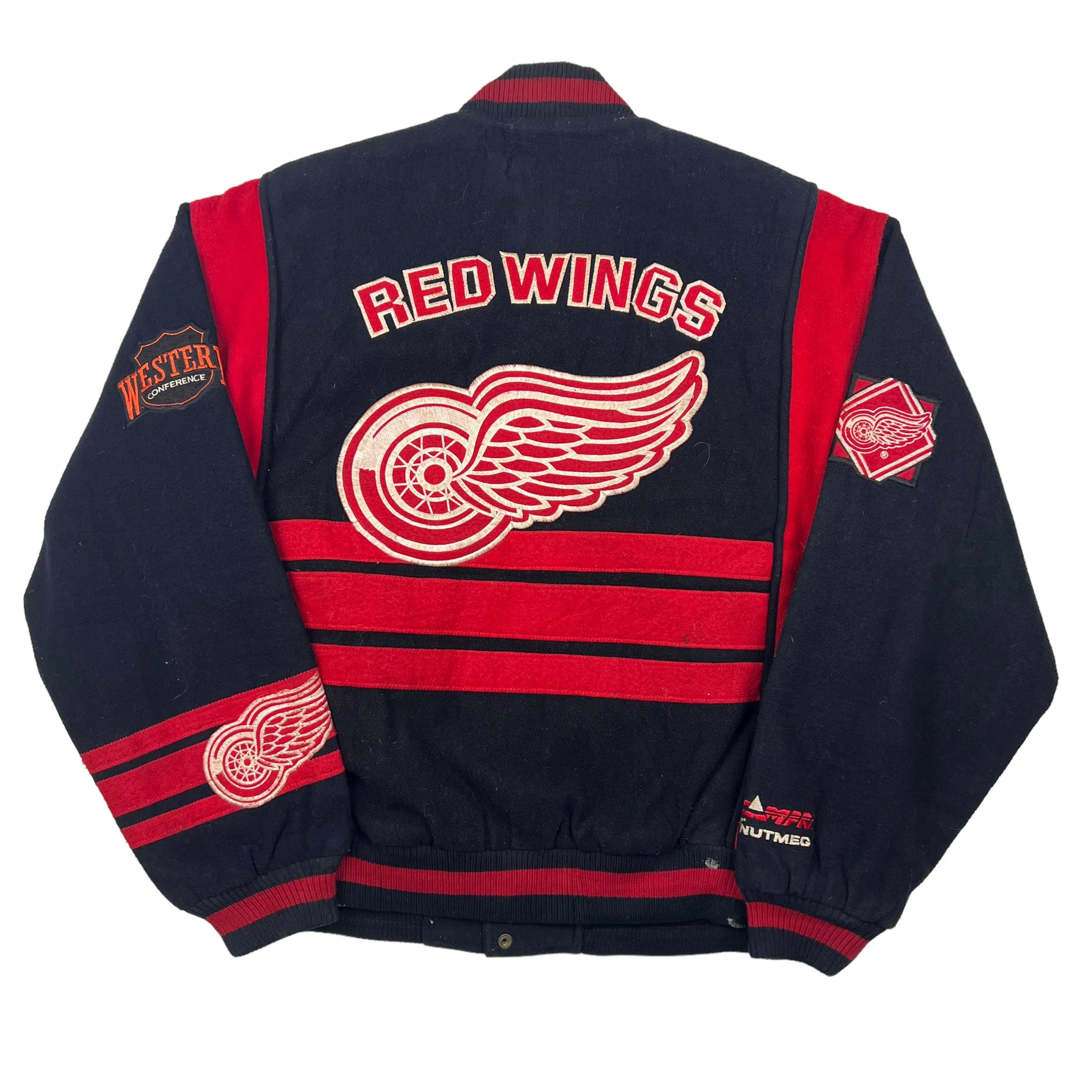 Detroit Red Wings 90's Nutmeg by Campri Black Red Varsity Jacket