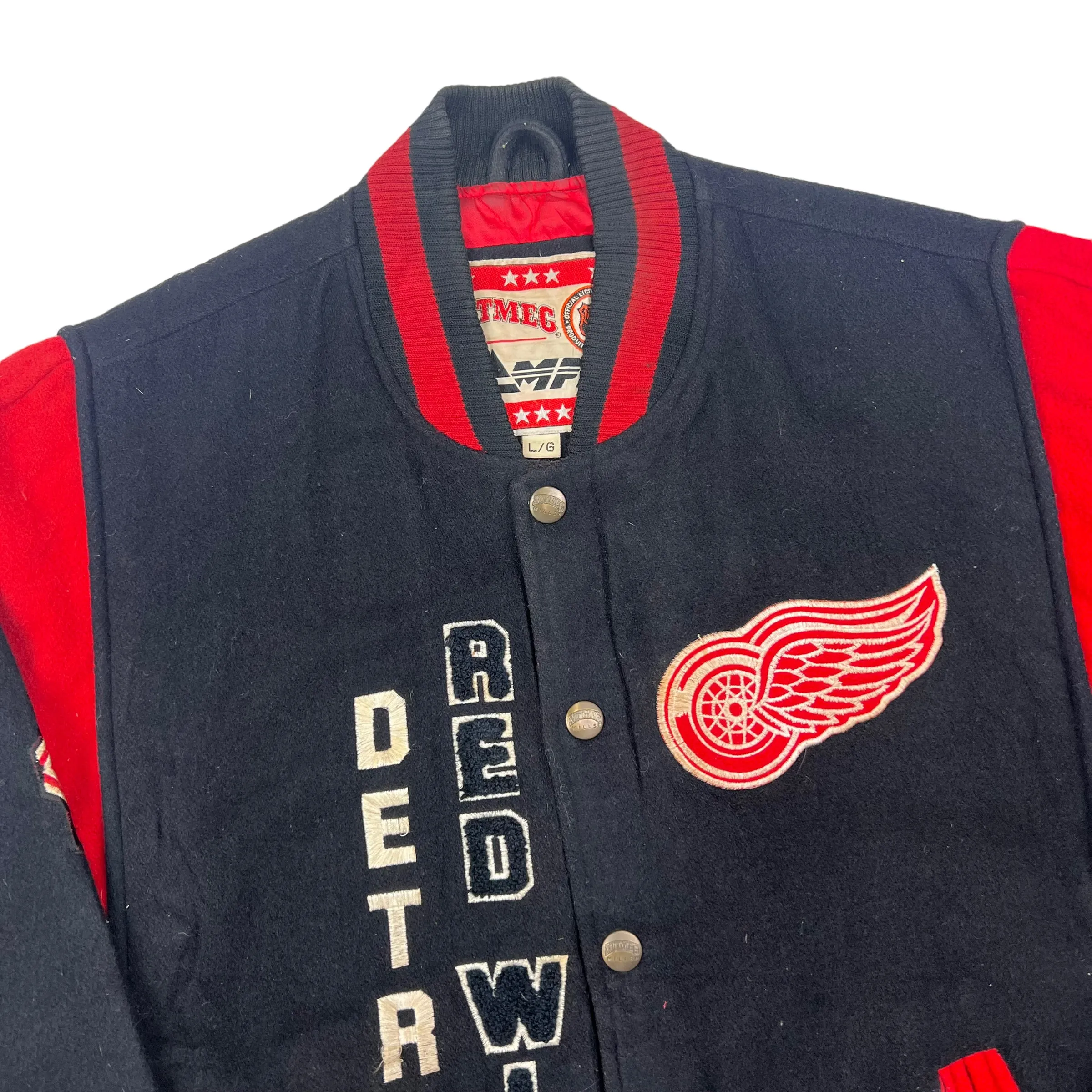 Detroit Red Wings 90's Nutmeg by Campri Black Red Varsity Jacket