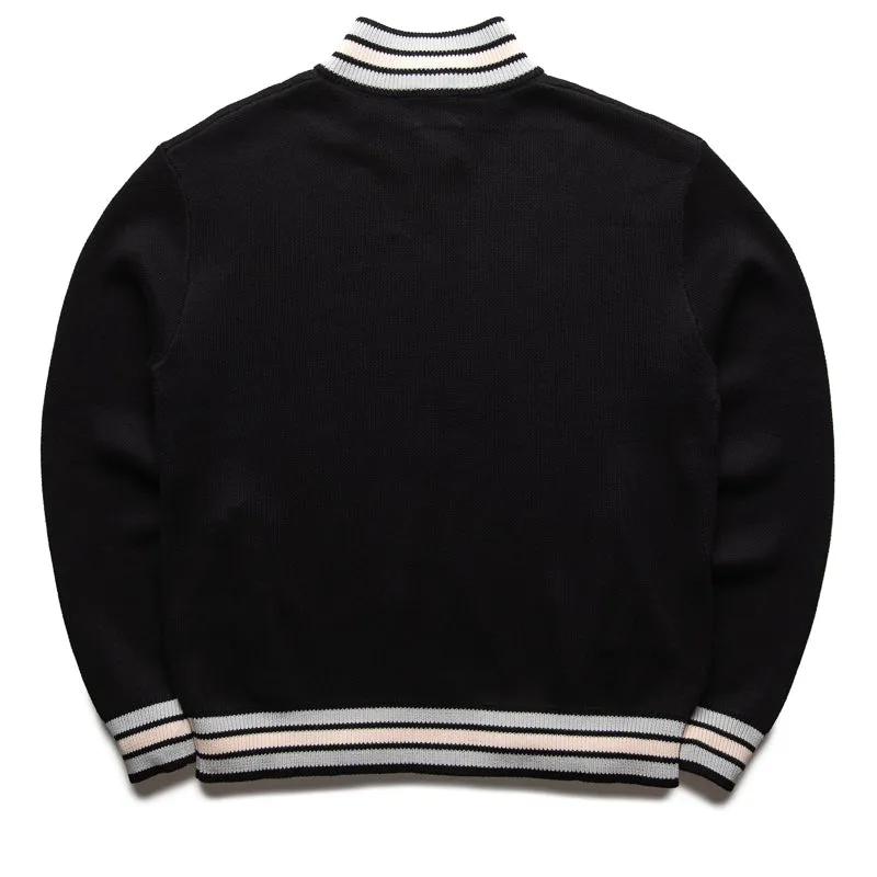 Diet Starts Monday Knitted Script Full Zip Varsity Jacket - Black