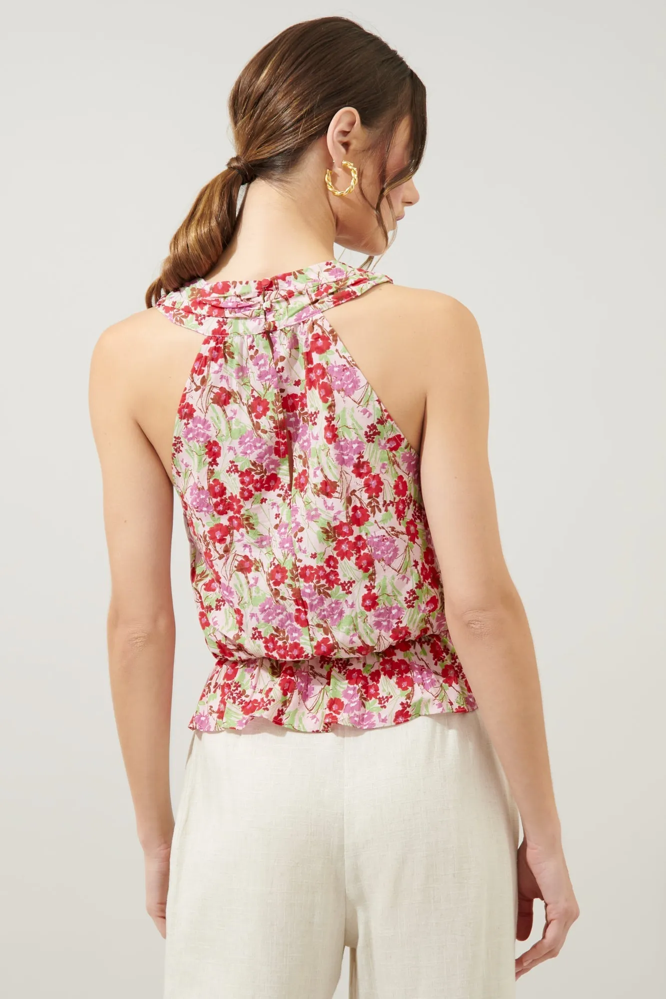 Dione Cross Front Sleeveless Peplum Top