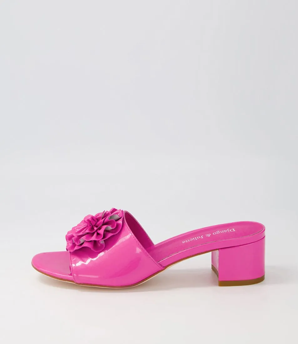 DJANGO & JULIETTE Aldah Bright Pink Patent Leather Mules