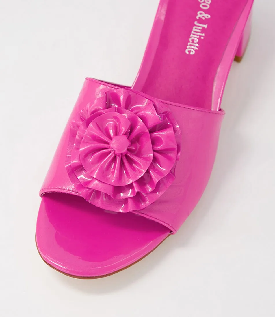 DJANGO & JULIETTE Aldah Bright Pink Patent Leather Mules