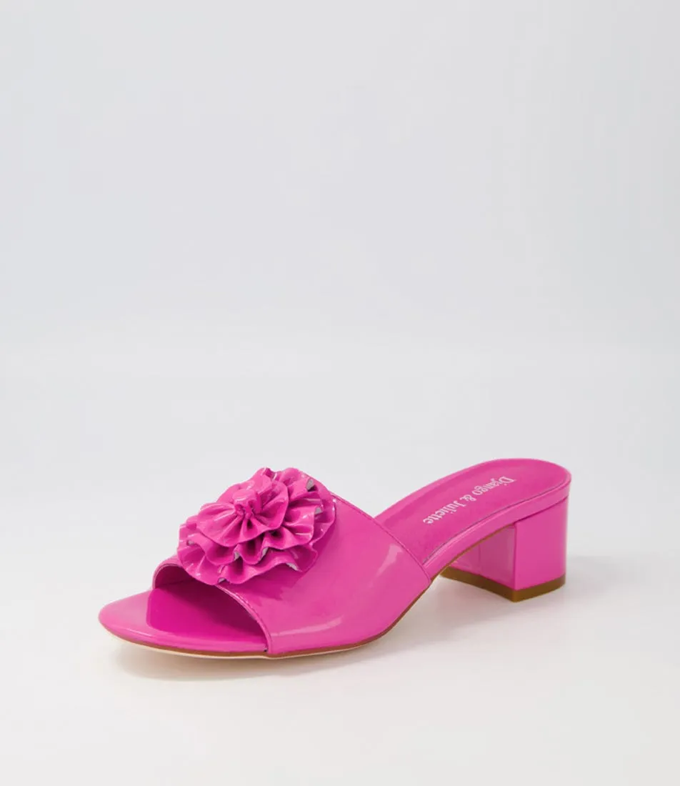 DJANGO & JULIETTE Aldah Bright Pink Patent Leather Mules