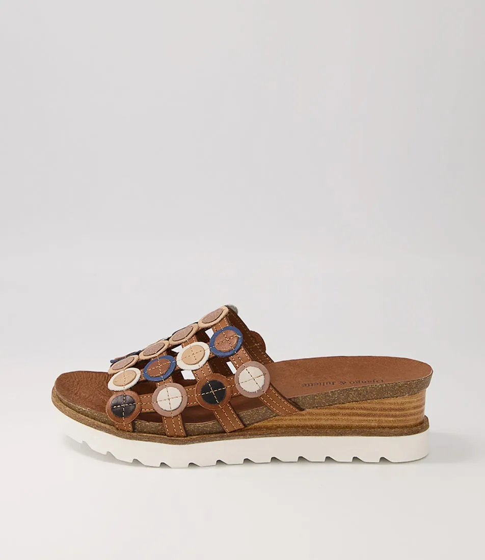 DJANGO & JULIETTE Badabing Tan Multi Leather Mules