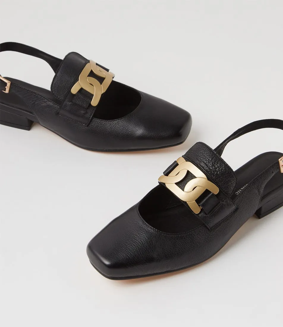 DJANGO & JULIETTE Beammer Black Leather Mules