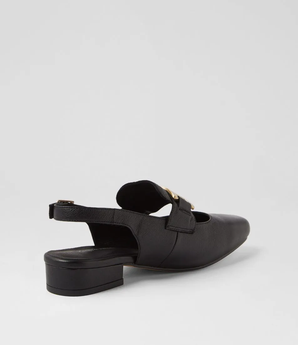 DJANGO & JULIETTE Beammer Black Leather Mules