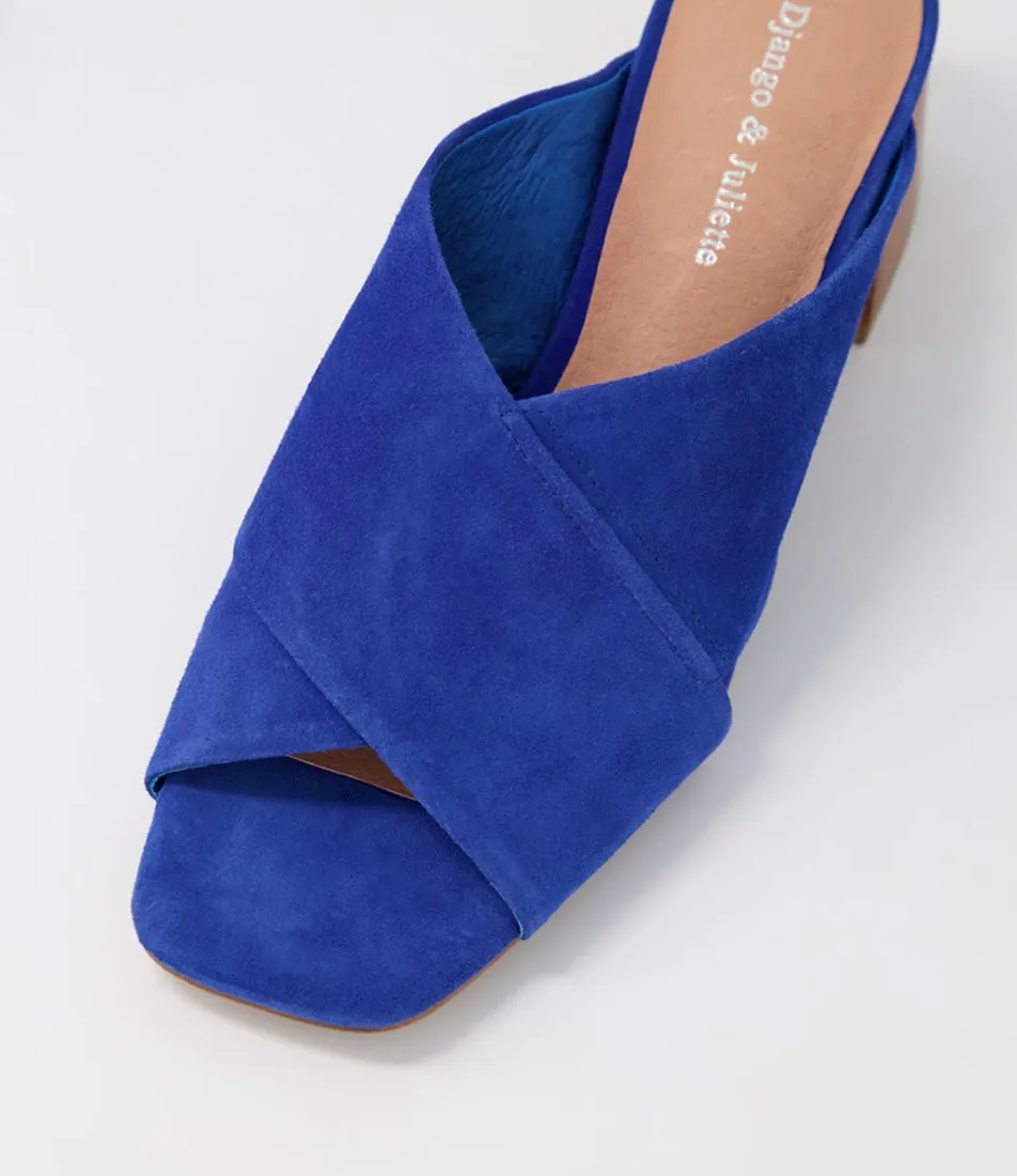 DJANGO & JULIETTE Fabricate Cobalt Suede Mules