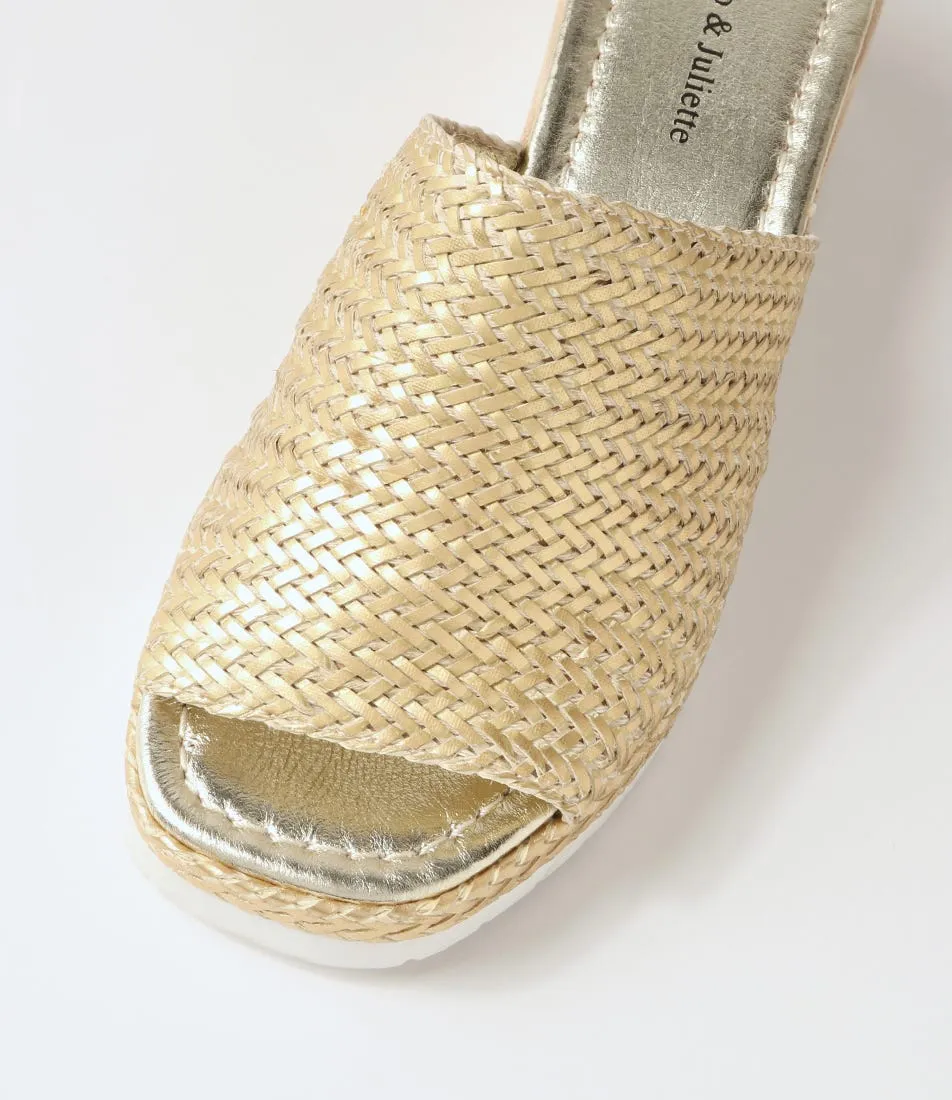 DJANGO & JULIETTE Izze Old Gold Weave Sandals