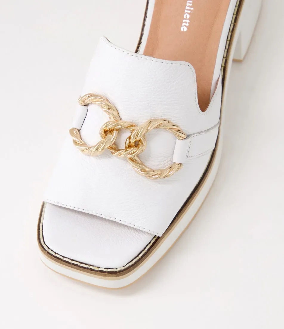 DJANGO & JULIETTE Jamms White Leather Mules