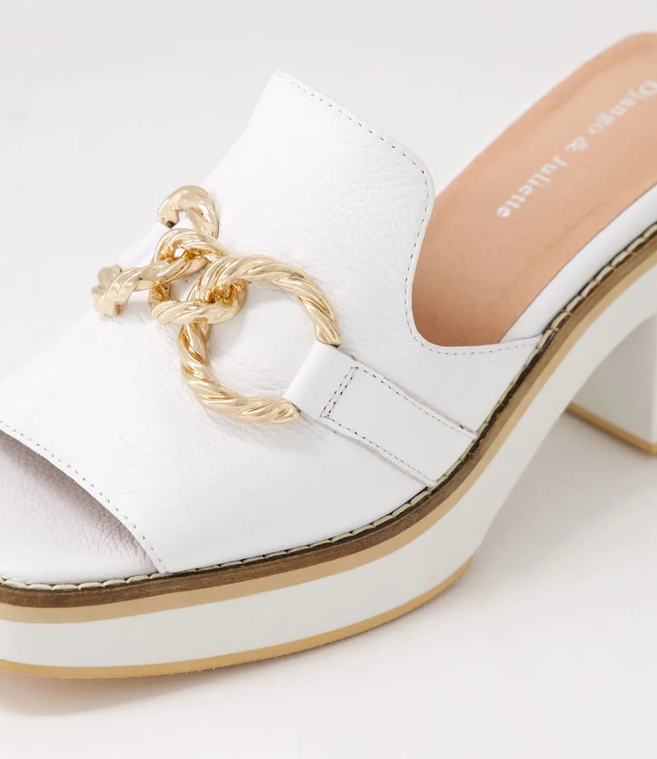 DJANGO & JULIETTE Jamms White Leather Mules