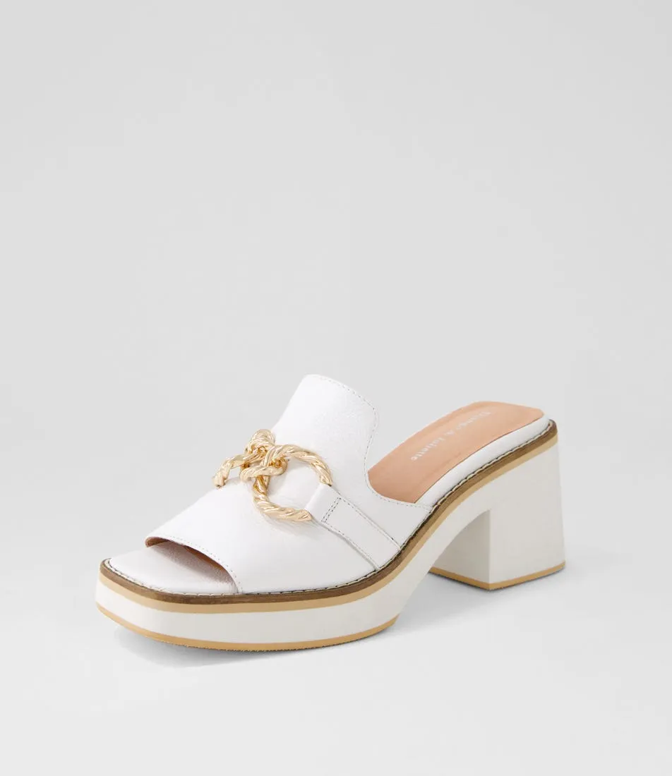 DJANGO & JULIETTE Jamms White Leather Mules