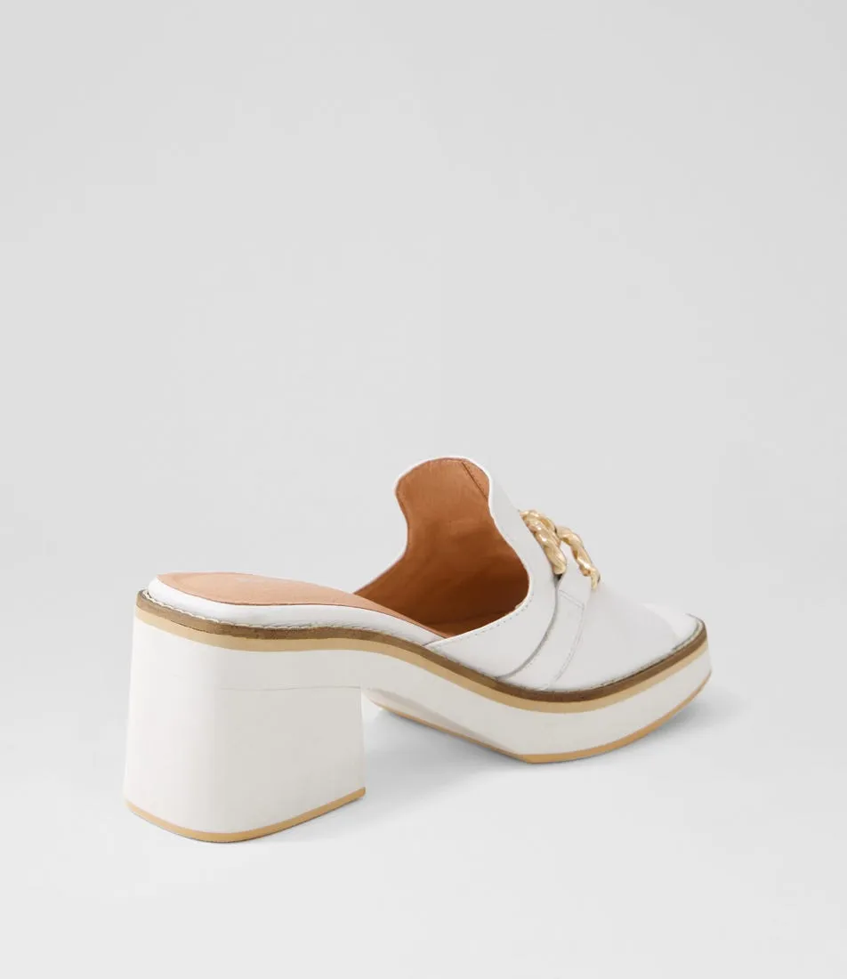 DJANGO & JULIETTE Jamms White Leather Mules