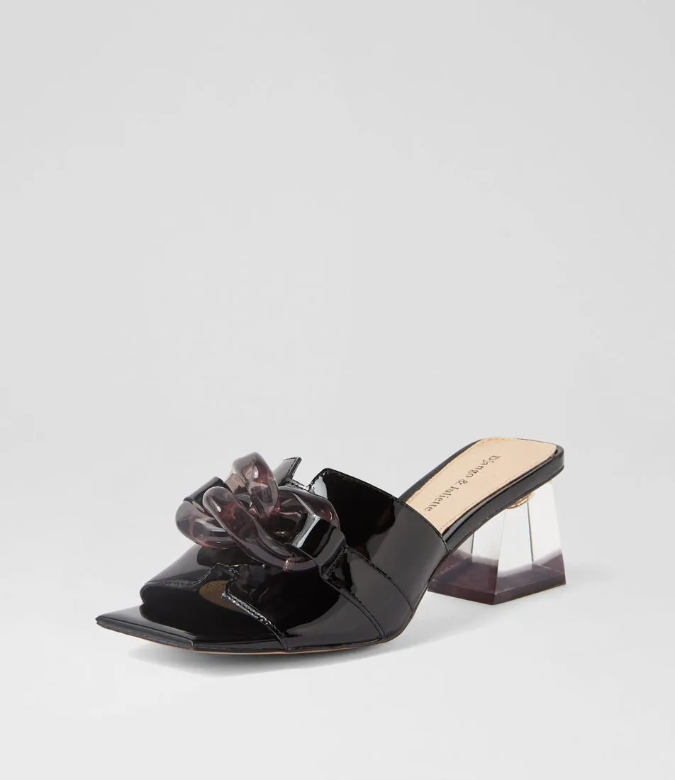 DJANGO & JULIETTE Rulie Black Patent Leather Mules