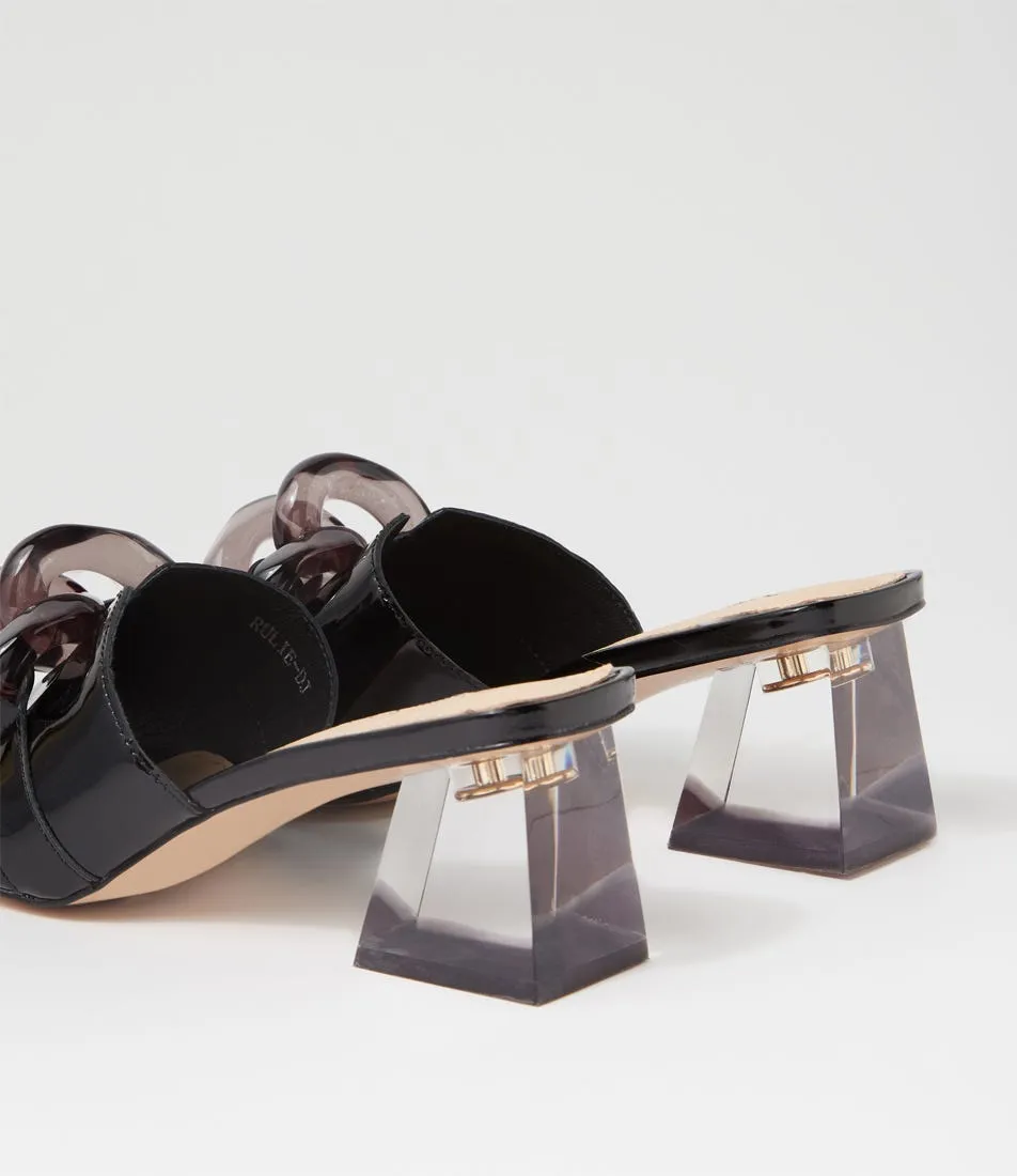 DJANGO & JULIETTE Rulie Black Patent Leather Mules