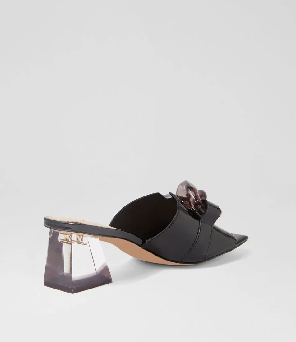 DJANGO & JULIETTE Rulie Black Patent Leather Mules