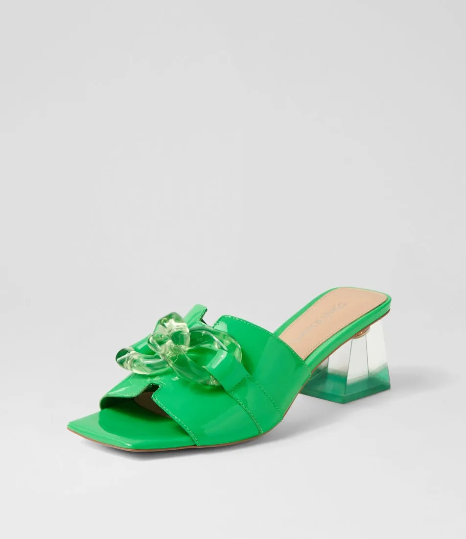 DJANGO & JULIETTE Rulie Lime Patent Leather Mules