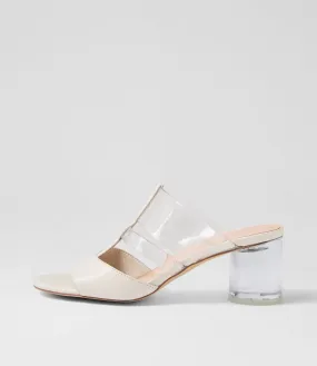 DJANGO & JULIETTE Sanetar Ivory Clear Leather Vinylite Mules