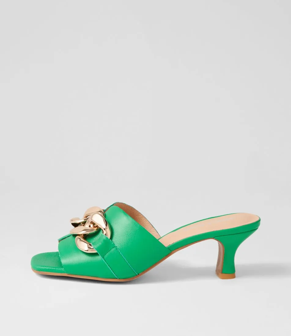 DJANGO & JULIETTE Umai Bright Emerald Leather Mules