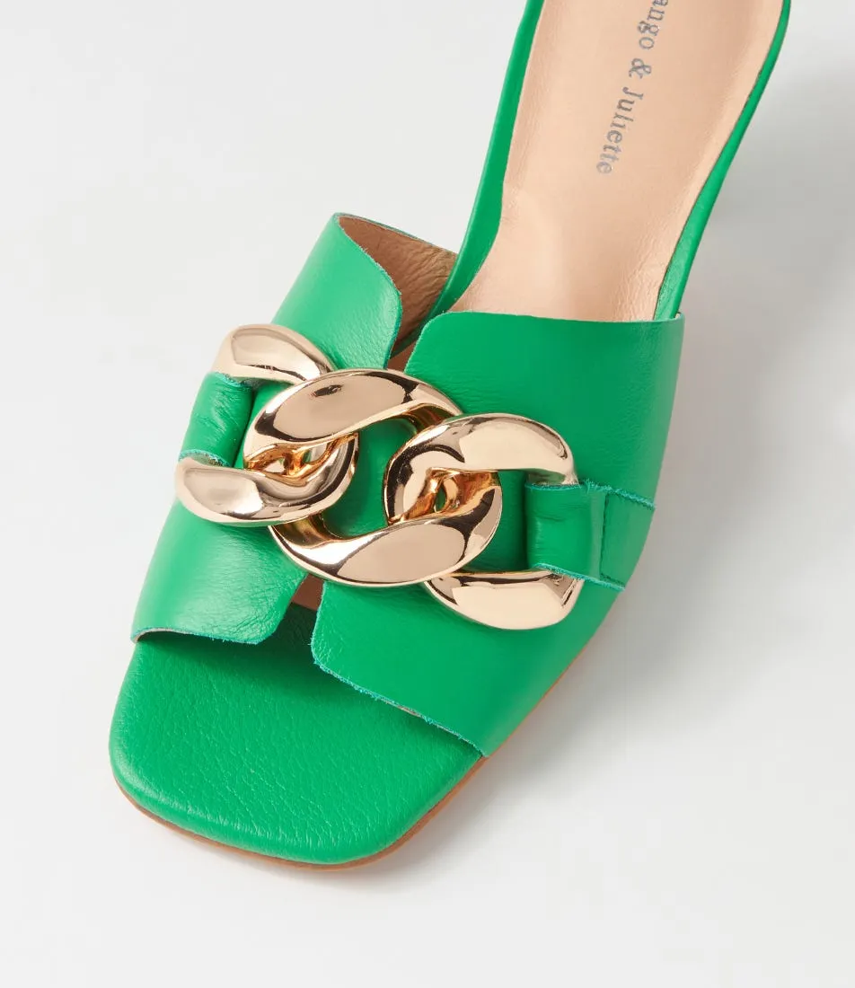 DJANGO & JULIETTE Umai Bright Emerald Leather Mules