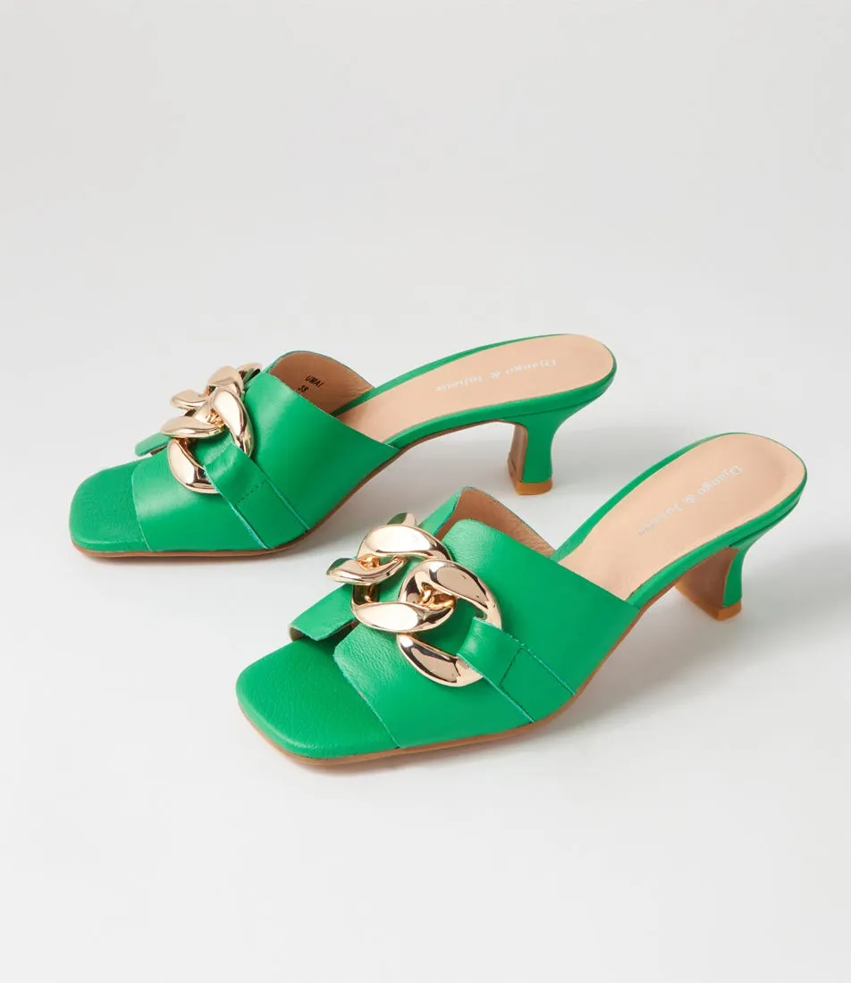 DJANGO & JULIETTE Umai Bright Emerald Leather Mules