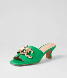 DJANGO & JULIETTE Umai Bright Emerald Leather Mules