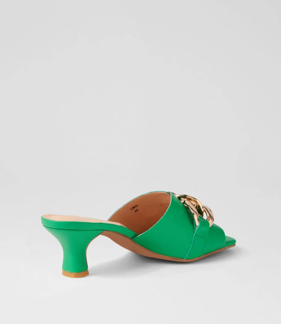 DJANGO & JULIETTE Umai Bright Emerald Leather Mules