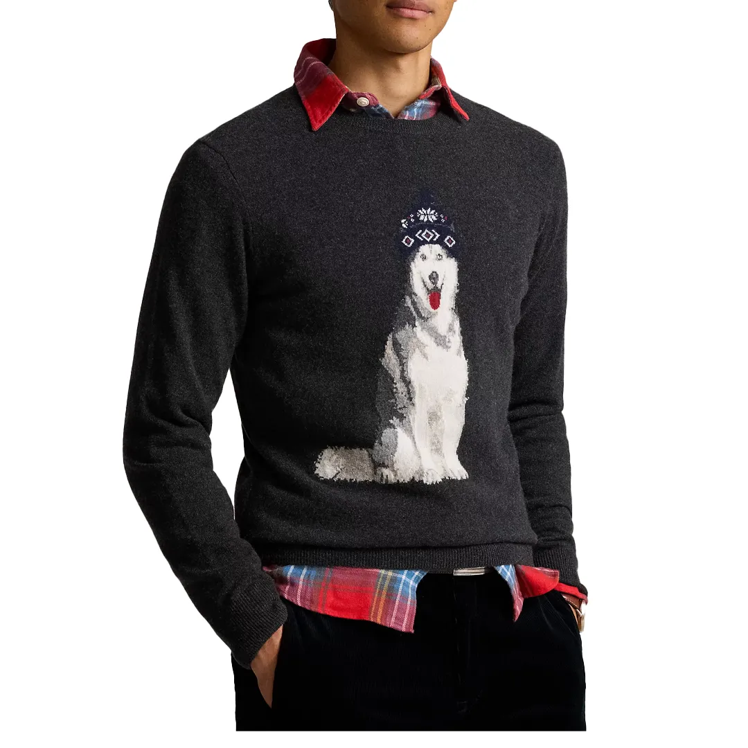 DOG-INTARASIA CASHMERE SWEATER