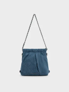 Duo Denim Chain-Handle Two-Way Backpack - Denim Blue