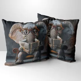 Elephant Scholar Hand Made Poly Linen Cushions, Linen