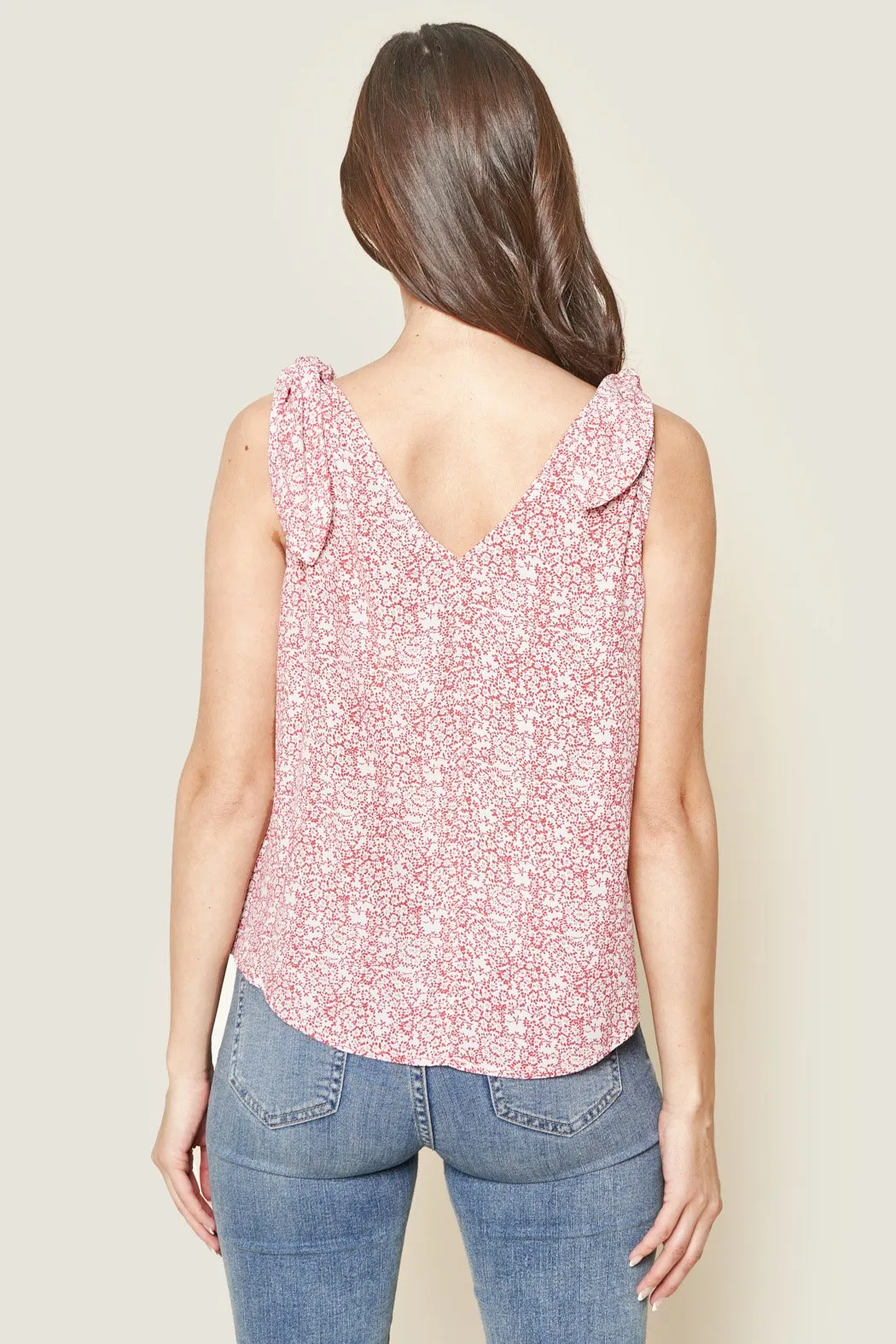 Elerie Sleeveless Floral Print Shoulder Tie Top