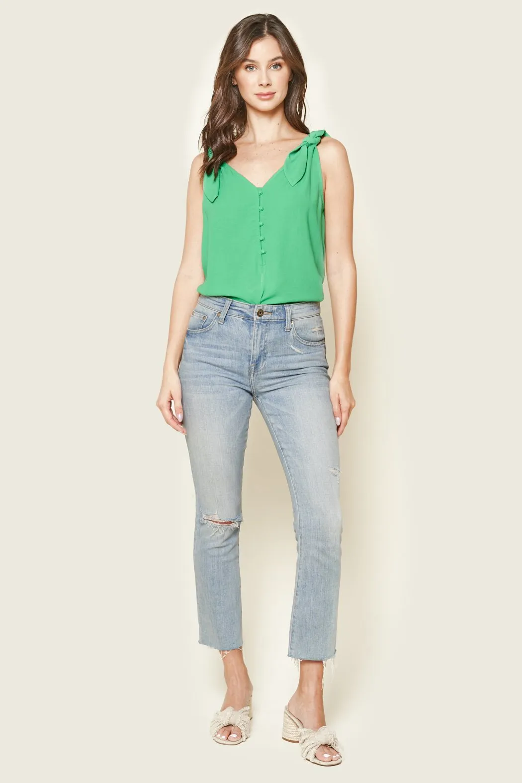 Elerie Sleeveless Shoulder Tie Top