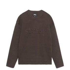 EMBROIDERED V-NECK LOGO SWEATER BROWN