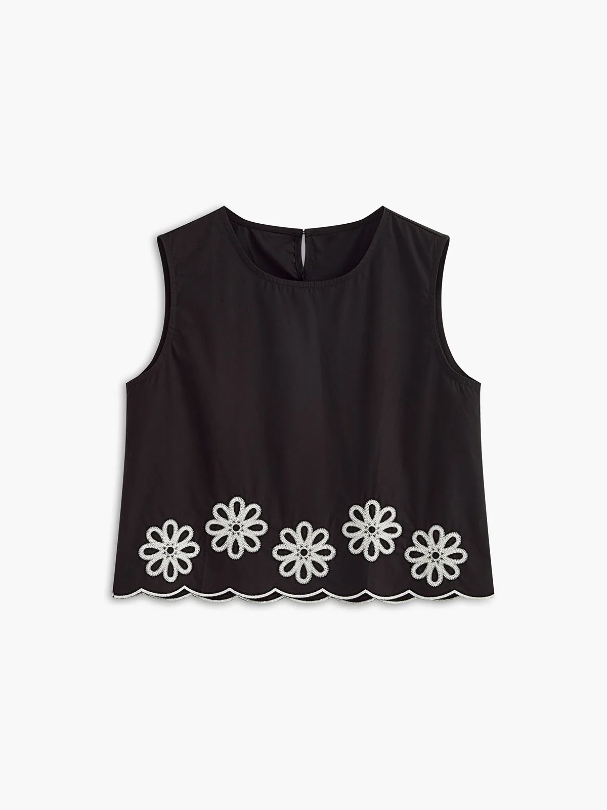 Embroidery Round Neck Sleeveless Tank Top