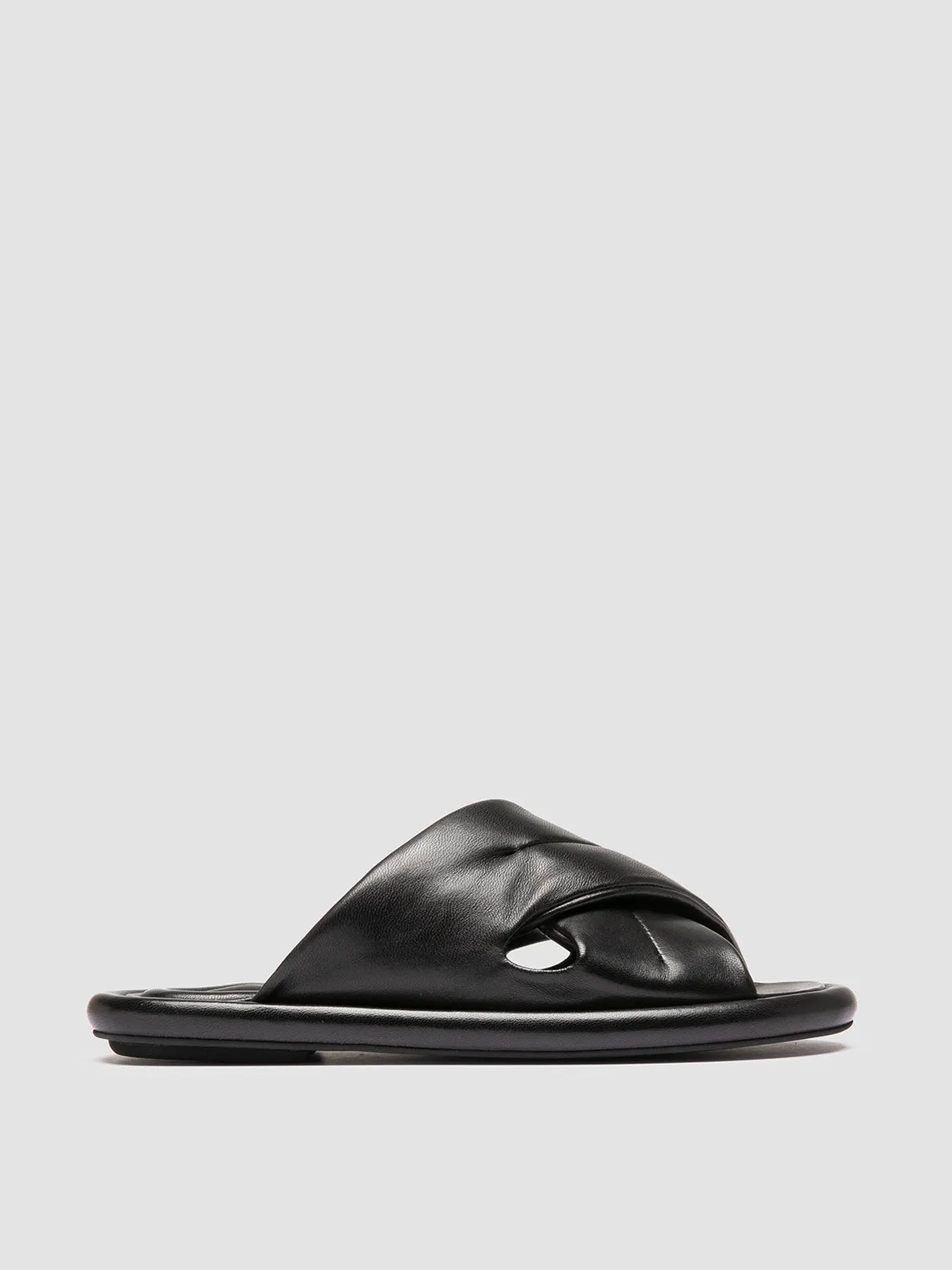 ESTENS 108 - Black Leather Slide Sandals