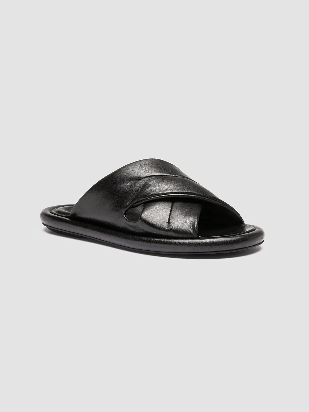 ESTENS 108 - Black Leather Slide Sandals