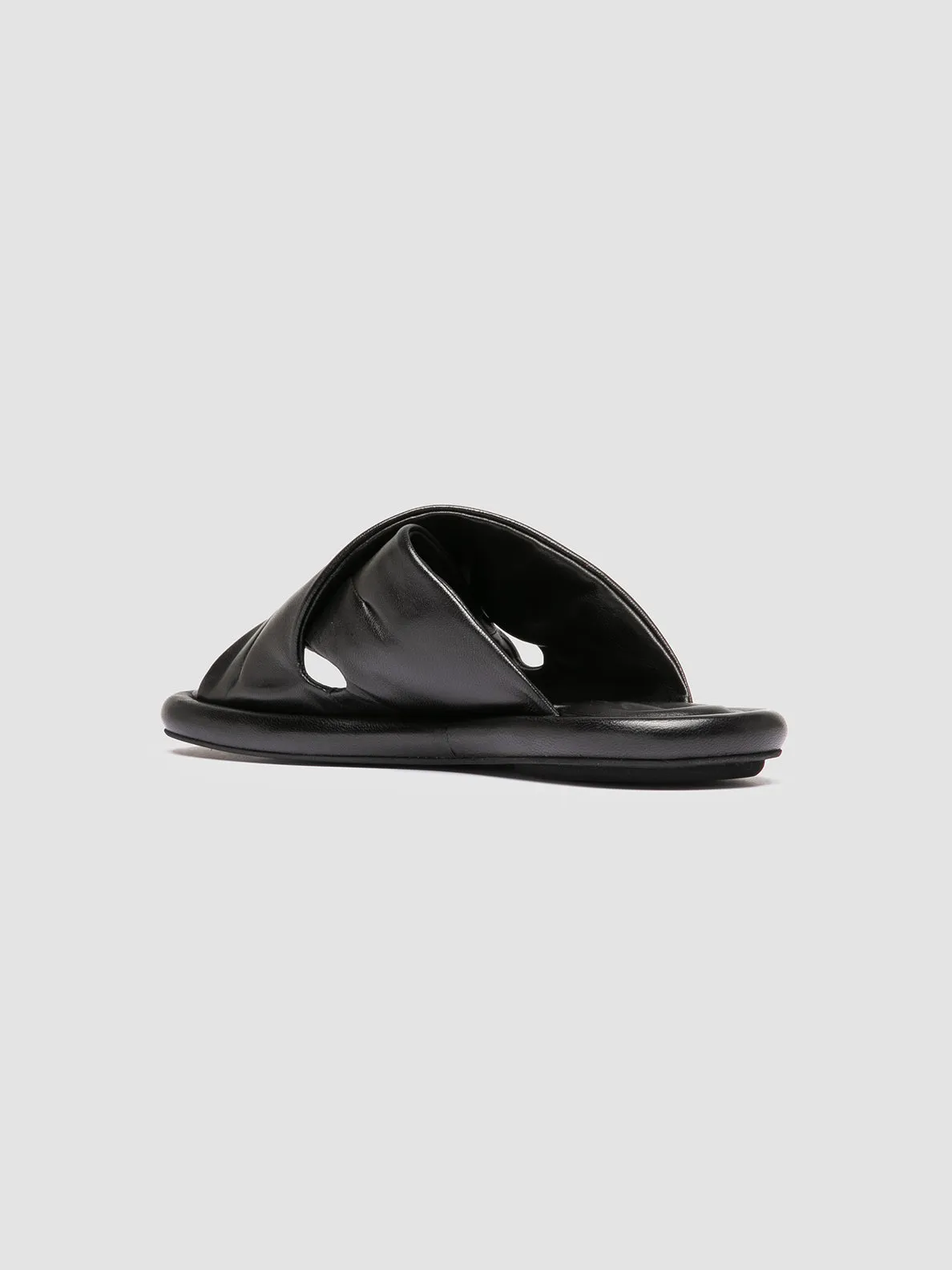 ESTENS 108 - Black Leather Slide Sandals