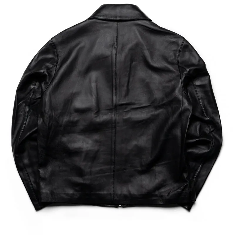 Flaneur Leather Blouson Worker Jacket - Black