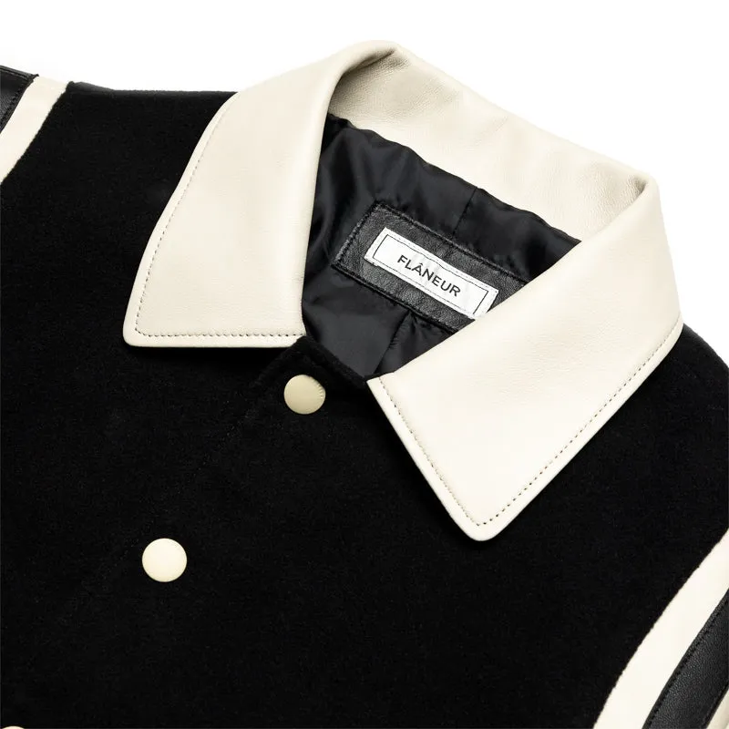 Flaneur Teddy Blouson Varsity Jacket - Black