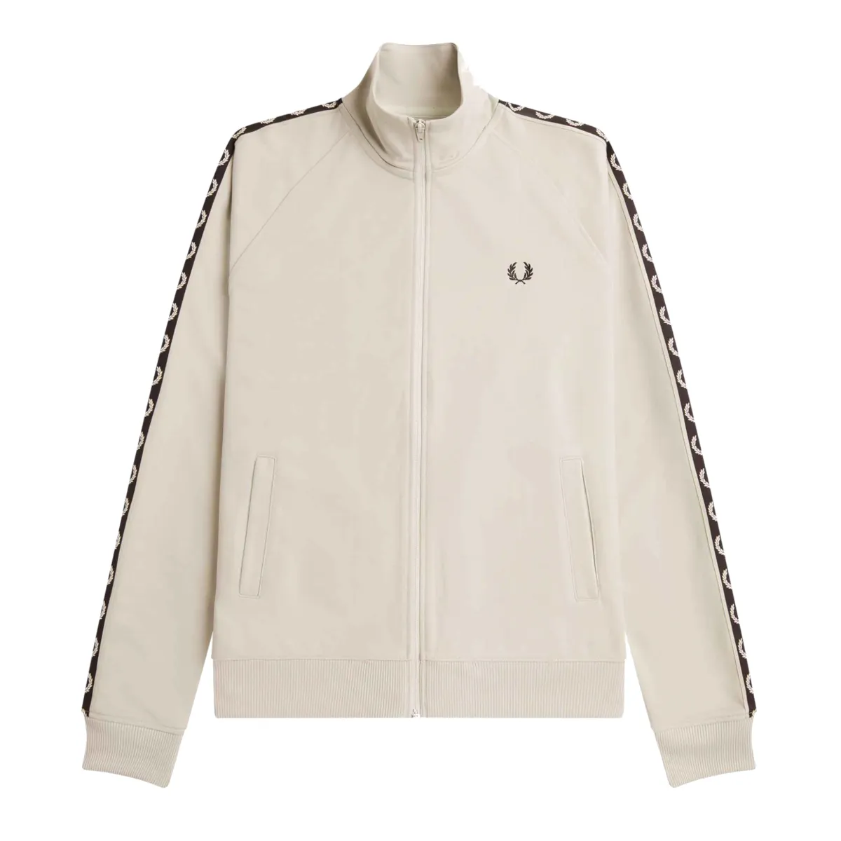 Fred Perry - Contrast Tape Track Jacket - Light Oyster/ Black