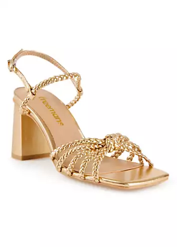 Freemans Gold Plaited Strappy Heeled Sandals | Grattan