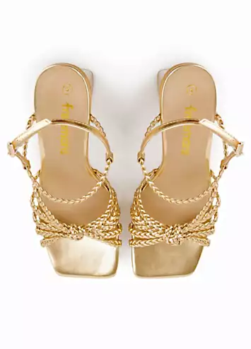 Freemans Gold Plaited Strappy Heeled Sandals | Grattan