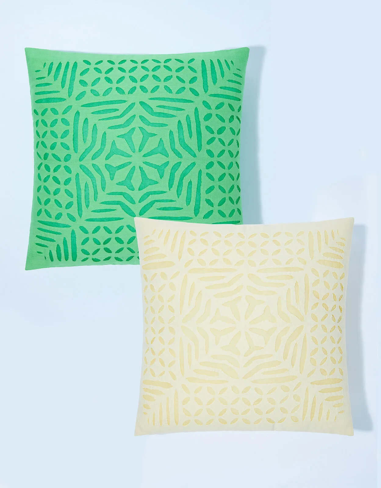 Geometric Embroidered Cushions Set of Two