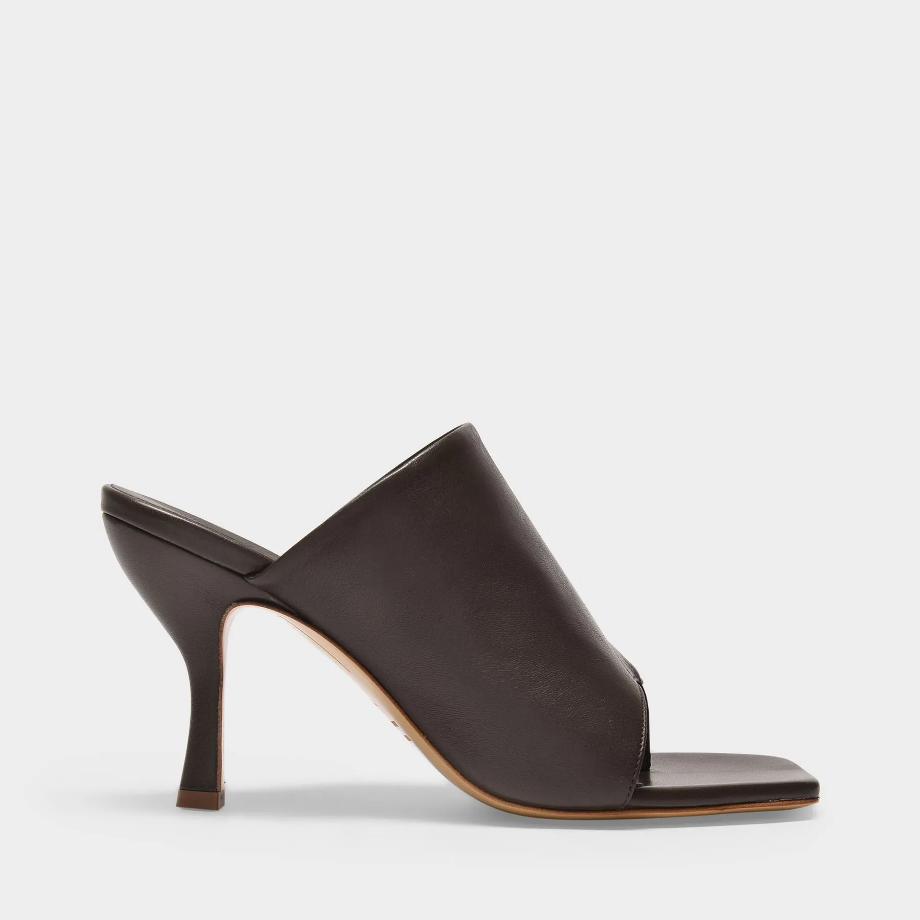 Gia x Pernille Teisbaek  80 Mm Flip Flops Mules in Dark Brown Leather