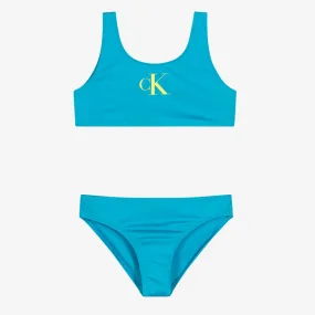 Girls Blue Monogram Logo Bikini