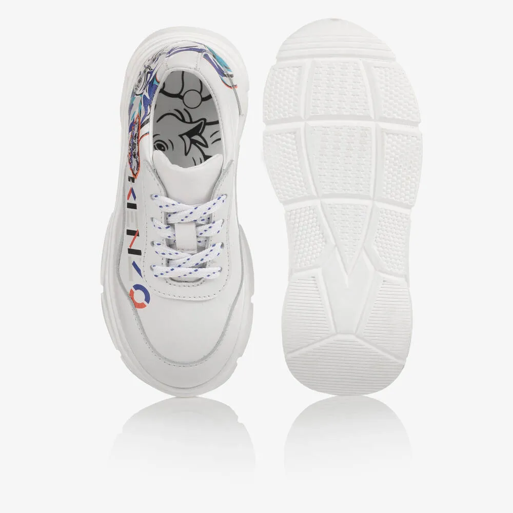 Girls White Leather Trainers