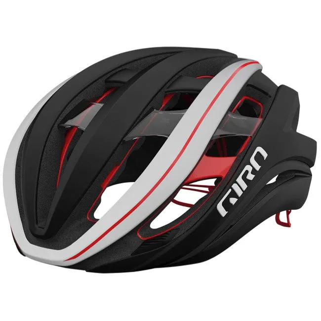 Giro Aether Spherical Road Helmet - Matt Black-White-Red - 2022