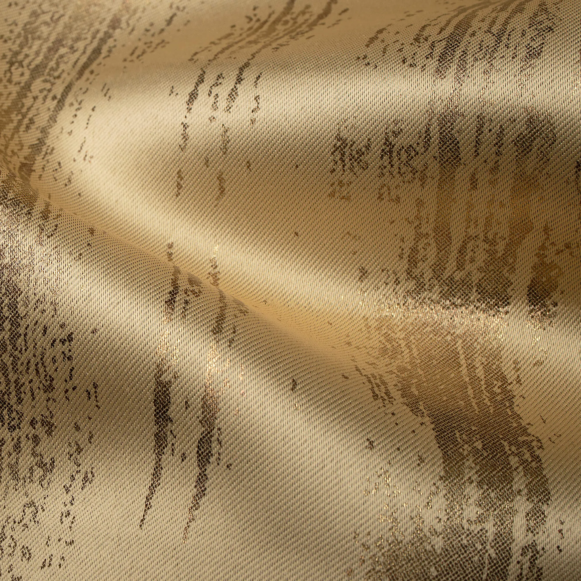 Granola Texture Pattern Golden Foil Premium Curtain Fabric (Width 54 Inches)